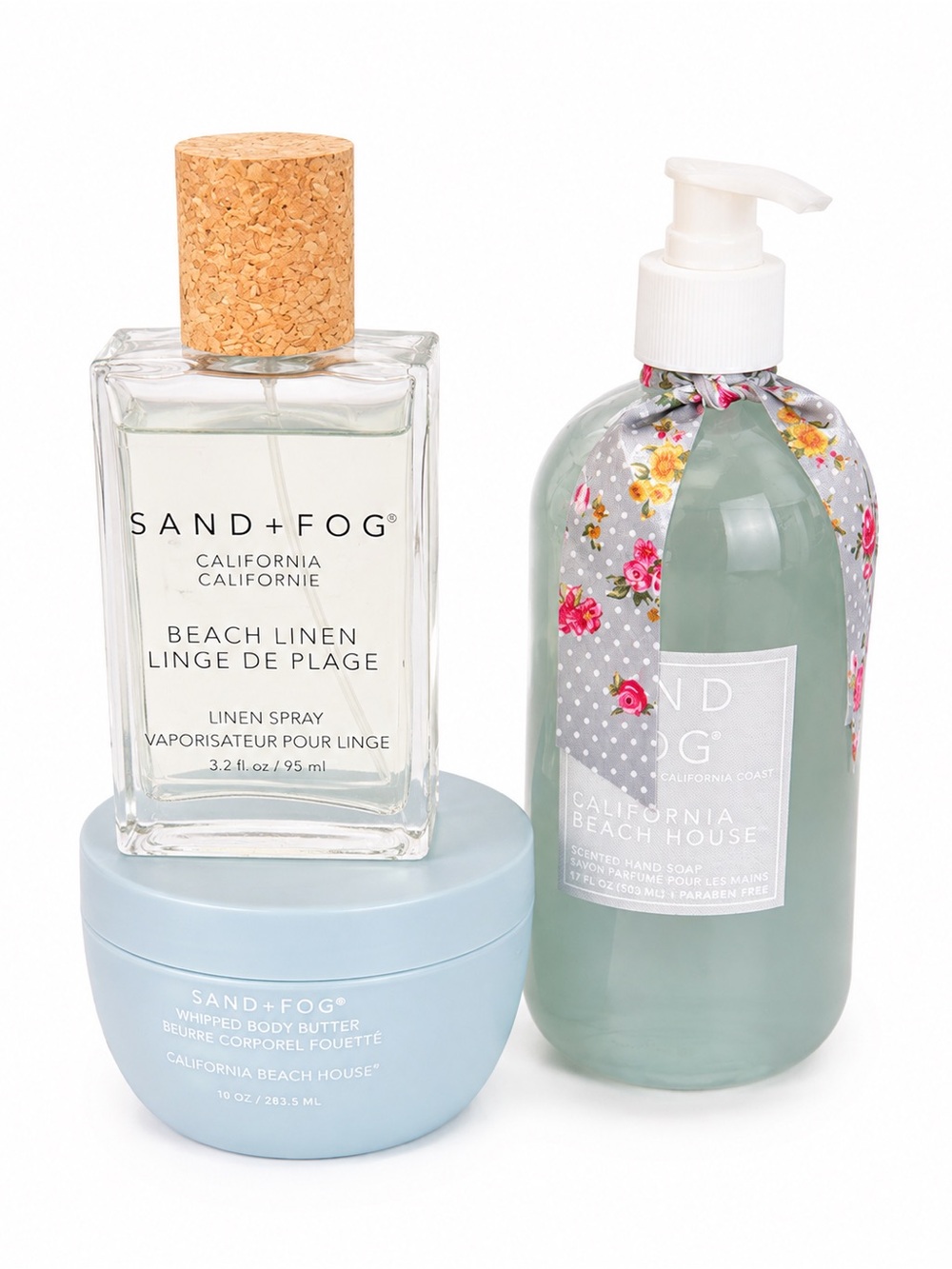 SAND+FOG Beach Linen & California Beach House Hand + Body Set - Light Blue